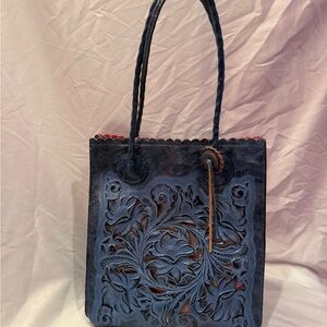 Patricia Nash Navy Floral Shoulder Bag